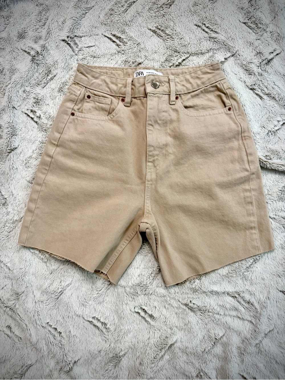 Zara High Waist Shorts in Beige Tan